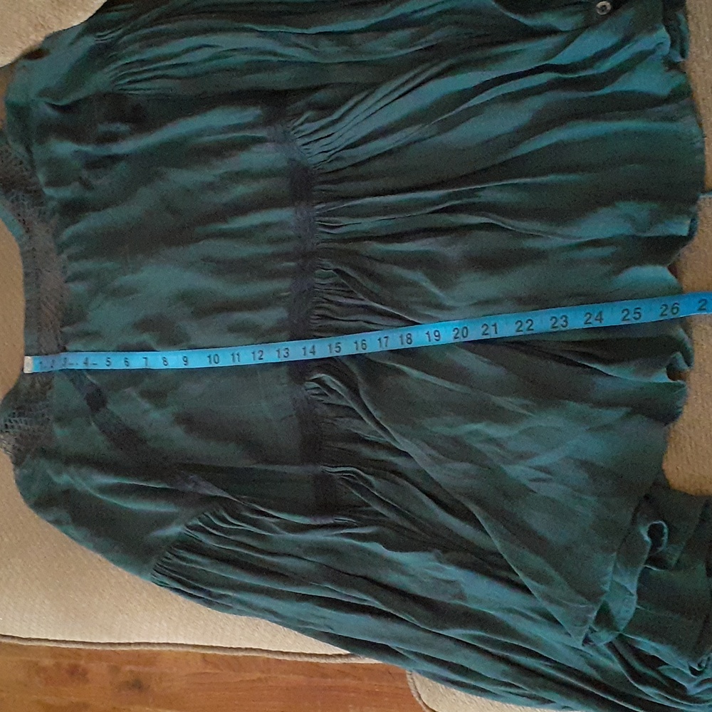 Free People Teal Lace-Up Blouse - Picture 4 of 7
